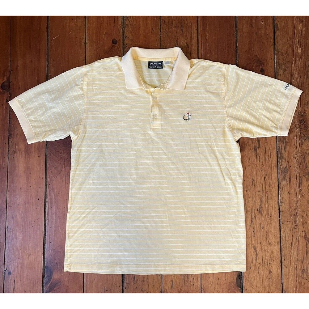 Master's Collection XL Light Yellow Striped Pima Cotton Men's Golf Polo Shirt